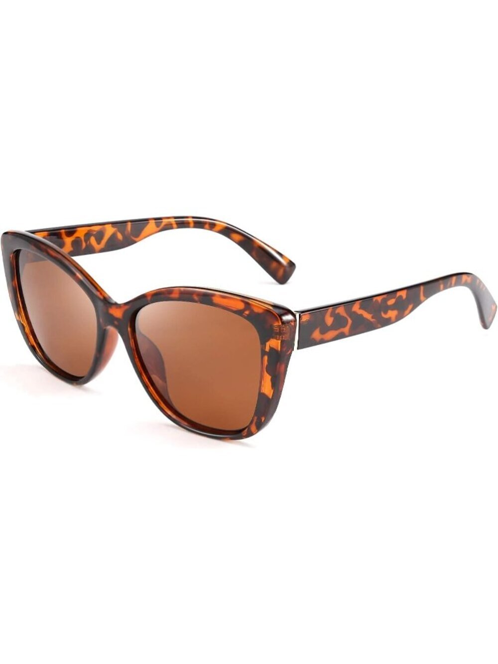 Women's Brown Polarized Vintage Sunglasses American Square Jackie O Cat Eye - Picture 3 of 5